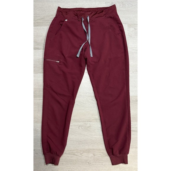 Figs Pants - Figs Zamora Jogger Scrub Pants Women's Small Maroon High-Rise Technical Medical